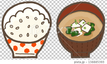 大麥米豆腐味噌湯，配上簡潔可愛的手繪插圖（生活方式系列） 138885393