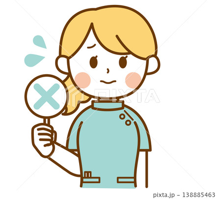 バツの札を持っている薬剤師の女性のイラスト 138885463