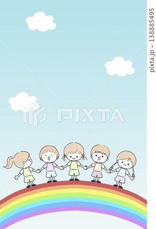 虹の上で手をつなぐ子供たち 虹の上で手をつなぐ子供たち 138885495
