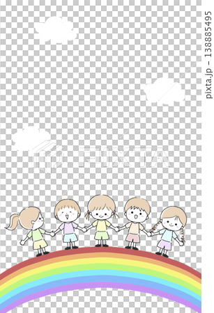 孩子們手牽手走在彩虹上 138885495
