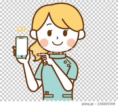 An illustration of a female pharmacist explaining something while holding a smartphone. An illustration of a female pharmacist explaining something while holding a smartphone. 138885509