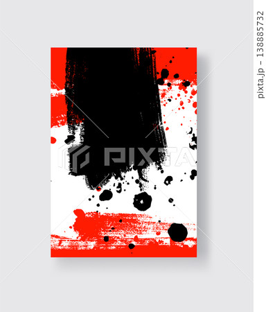 Black and Red ink brush stroke on white background. Japanese style. 138885732