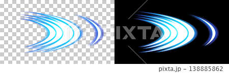 Blue light trail speed effect on transparent and black backgrounds Blue light trail speed effect on transparent and black backgrounds 138885862
