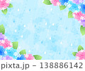 梅雨背景、横、かわいい、あじさい、雨、対角囲み 138886142