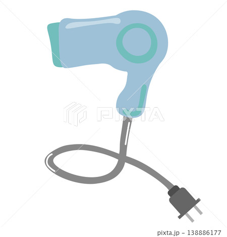 シンプルな水色のヘアドライヤーのイラスト 138886177