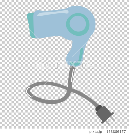 シンプルな水色のヘアドライヤーのイラスト 138886177