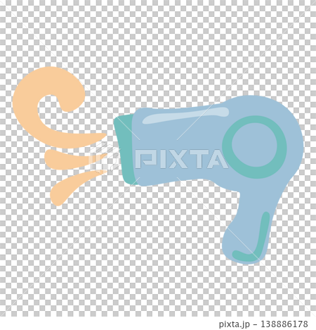Illustration of a hair dryer blowing hot air. Illustration of a hair dryer blowing hot air. 138886178