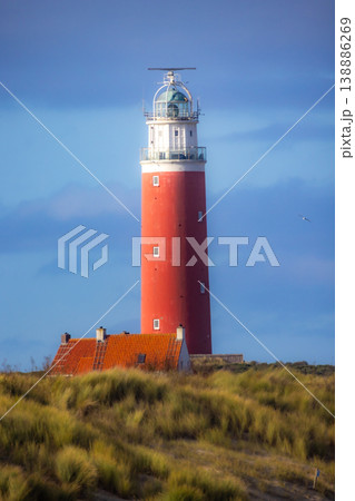 Eierland, De Cocksdorp, Texel, The Netherlands, Oktober 28th, 2024, The Iconic Red Lighthouse is 138886269
