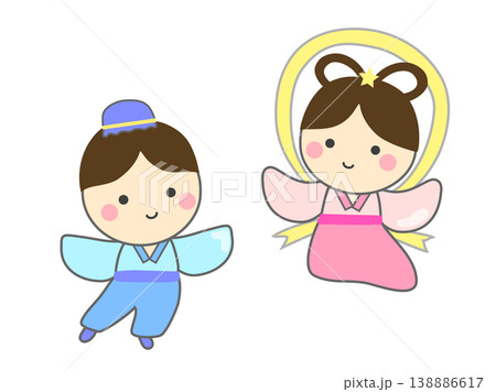織姫と彦星の七夕のかわいいイラスト 138886617