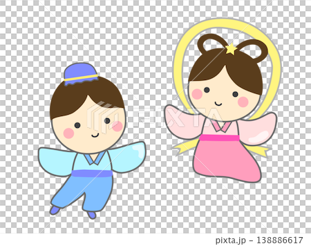 織姫と彦星の七夕のかわいいイラスト 138886617