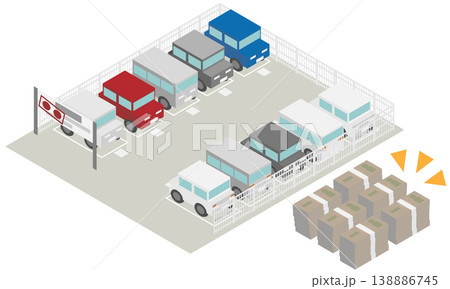 アイソメトリックな駐車場の経営をイメージしたイラスト素材 138886745