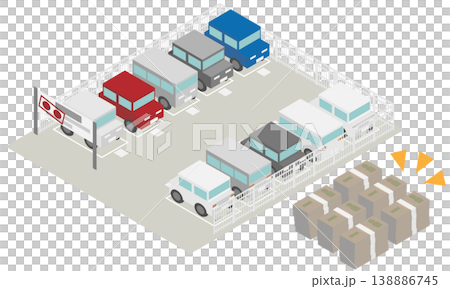 アイソメトリックな駐車場の経営をイメージしたイラスト素材 138886745
