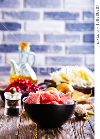 Ingredients for cooking Russian and ukrainian red soup "borsch". Ingredients for cooking Russian and ukrainian red soup "borsch". 138886887