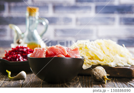 Ingredients for cooking Russian and ukrainian red soup "borsch". Ingredients for cooking Russian and ukrainian red soup "borsch". 138886890