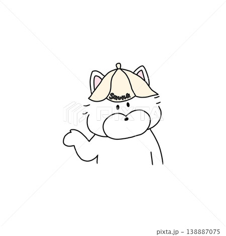 サウナハット姿で手を差し出すウェスティー犬のイラスト サウナハット姿で手を差し出すウェスティー犬のイラスト 138887075