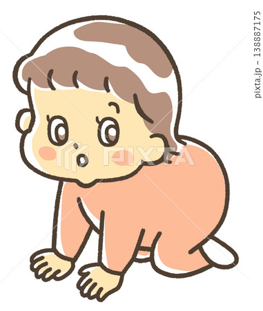 ハイハイをしている赤ちゃん　女の子 138887175