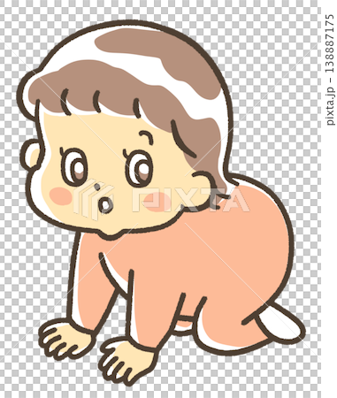 ハイハイをしている赤ちゃん　女の子 138887175