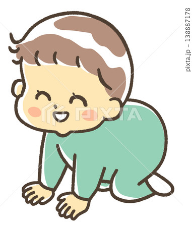 にっこりハイハイをする赤ちゃん 男の子 にっこりハイハイをする赤ちゃん 男の子 138887178