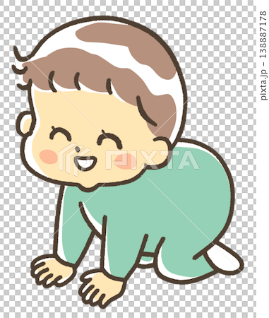 にっこりハイハイをする赤ちゃん 男の子 にっこりハイハイをする赤ちゃん 男の子 138887178