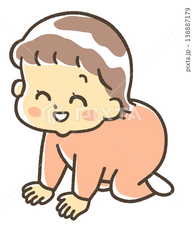にっこりハイハイをする赤ちゃん　女の子 138887179