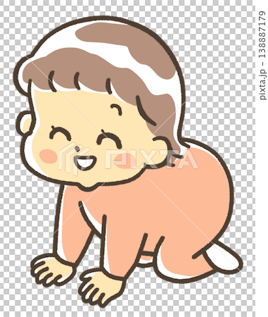 にっこりハイハイをする赤ちゃん　女の子 138887179