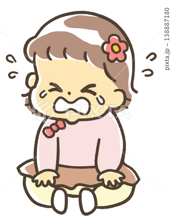 おめかしをして大泣きをする赤ちゃん 138887180