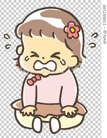 おめかしをして大泣きをする赤ちゃん 138887180