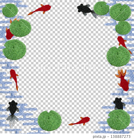 【金魚與水生植物日式圖案相框】手工刺繡插圖材料 【金魚與水生植物日式圖案相框】手工刺繡插圖材料 138887273