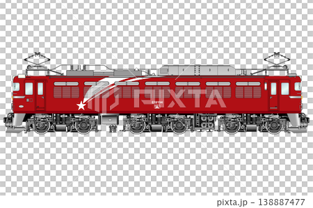 Vector illustration of an electric locomotive for pulling passenger cars 138887477