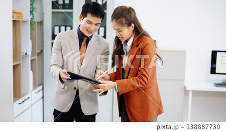Portrait of success business people working together in office. Business teamwork startup concept 138887730