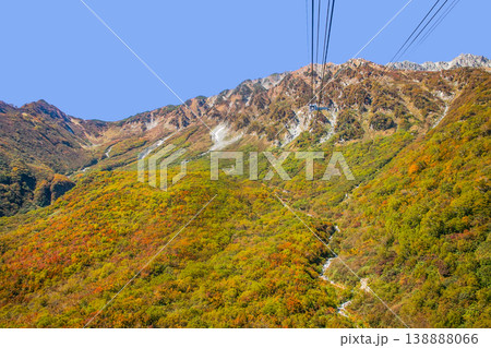 立山ロープウェイ、ゴンドラから大観峰駅を望む 立山ロープウェイ、ゴンドラから大観峰駅を望む 138888066