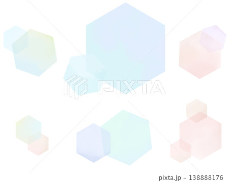 パステル水彩六角形の装飾素材セット 138888176