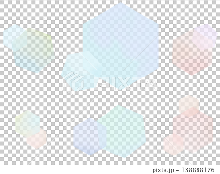 パステル水彩六角形の装飾素材セット 138888176