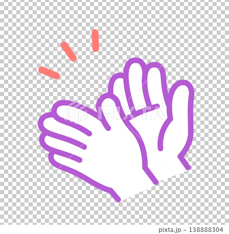 Simple line art icon of clapping hands 138888304