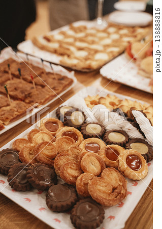 Assortment of Delicious Pastries on Display at Buffet Assortment of Delicious Pastries on Display at Buffet 138888816