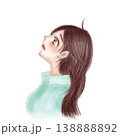 水彩風 女性横顔イラスト 手描き風 138888892