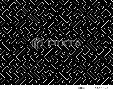 Abstract geometric pattern. A seamless vector background. White and black ornament. Graphic modern pattern. Simple lattice graphic design. Abstract geometric pattern. A seamless vector background. White and black ornament. Graphic modern pattern. Simple lattice graphic design. 138888981