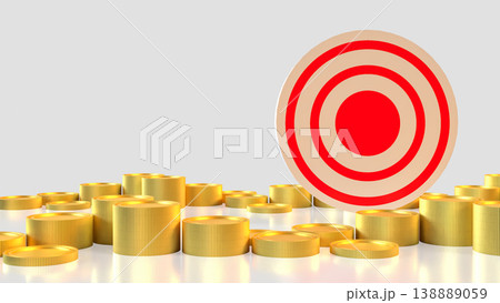 Financial Target Achievement Concept With Bullseye And Gold Coins Investment 3d render. 138889059
