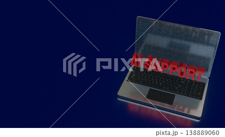 Futuristic Laptop Displaying AI Support Concept Technology Interface 3d render. 138889060