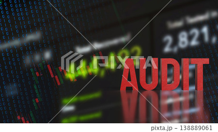Digital Financial Audit Risk Concept with Data Visualization Background 3d render. Digital Financial Audit Risk Concept with Data Visualization Background 3d render. 138889061