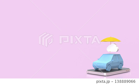 Car Insurance Protection Concept With Umbrella And Cloud 3d render. 138889066