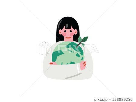 地球を抱きしめる女性のイラスト 地球を抱きしめる女性のイラスト 138889256