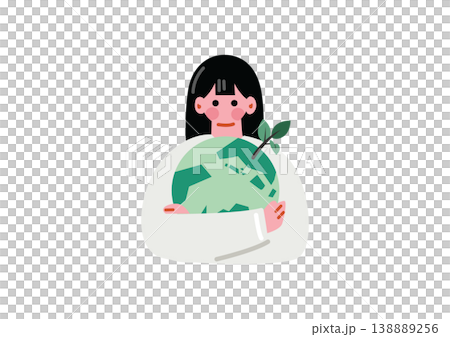 擁抱地球的女人的插圖 138889256