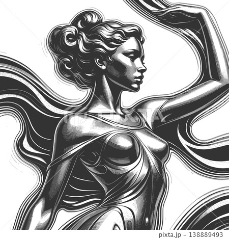 Liquid Metal Woman Portrait in Melting Style Liquid Metal Woman Portrait in Melting Style 138889493