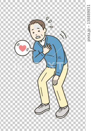 一名中年男子摀著胸口，似乎因心悸而感到疼痛。 138889851