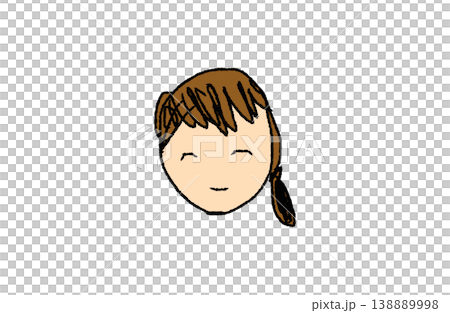 手繪風格的母親臉部插圖（彩色，黑色線條，棕色頭髮） 138889998