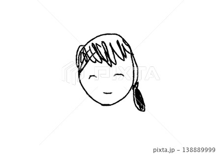 手描き風・お母さんの顔イラスト(モノクロ・白黒線画) 手描き風・お母さんの顔イラスト(モノクロ・白黒線画) 138889999