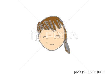 手描き風・お母さんの顔イラスト（グレー影付き・ブラウンカラー） 138890000