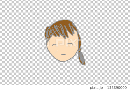 手描き風・お母さんの顔イラスト（グレー影付き・ブラウンカラー） 138890000