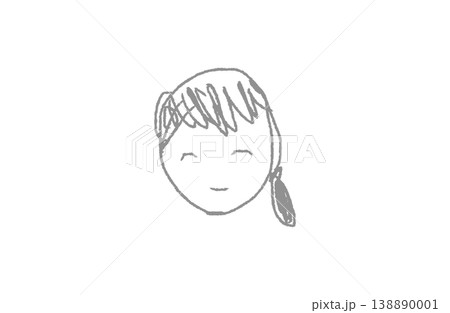 手描き風・お母さんの顔イラスト（グレー単色・モノトーン） 138890001